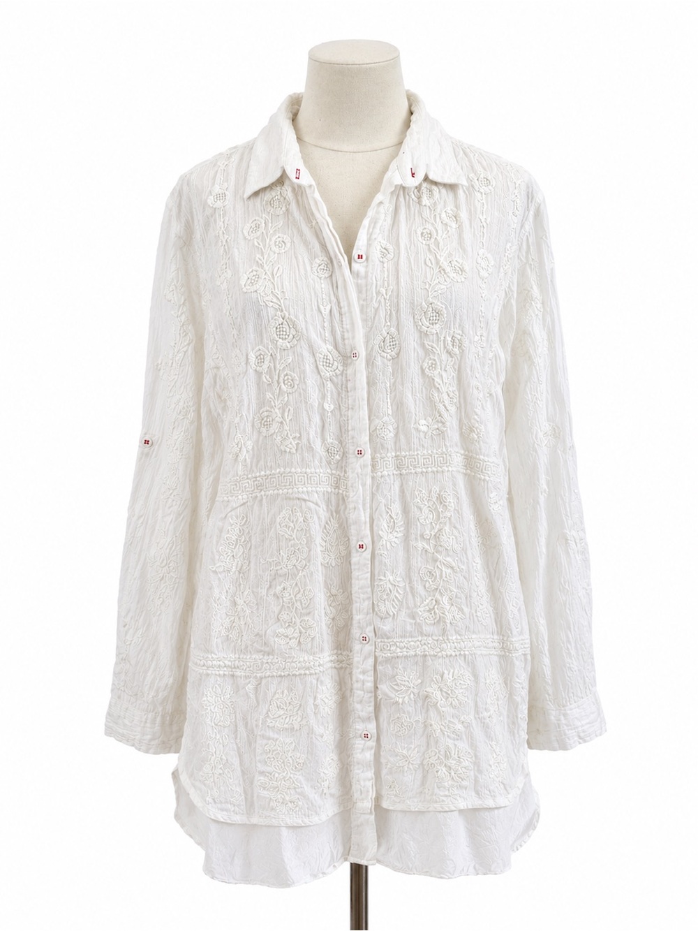 Micky London Button Down Cotton Blend Gauzy Shirt